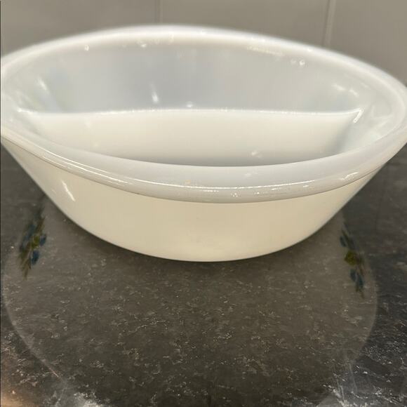 Glasbake Vintage Retro Kitchsy Blueberry Patterned Oval Divided Dish J2352 - Picture 3 of 8